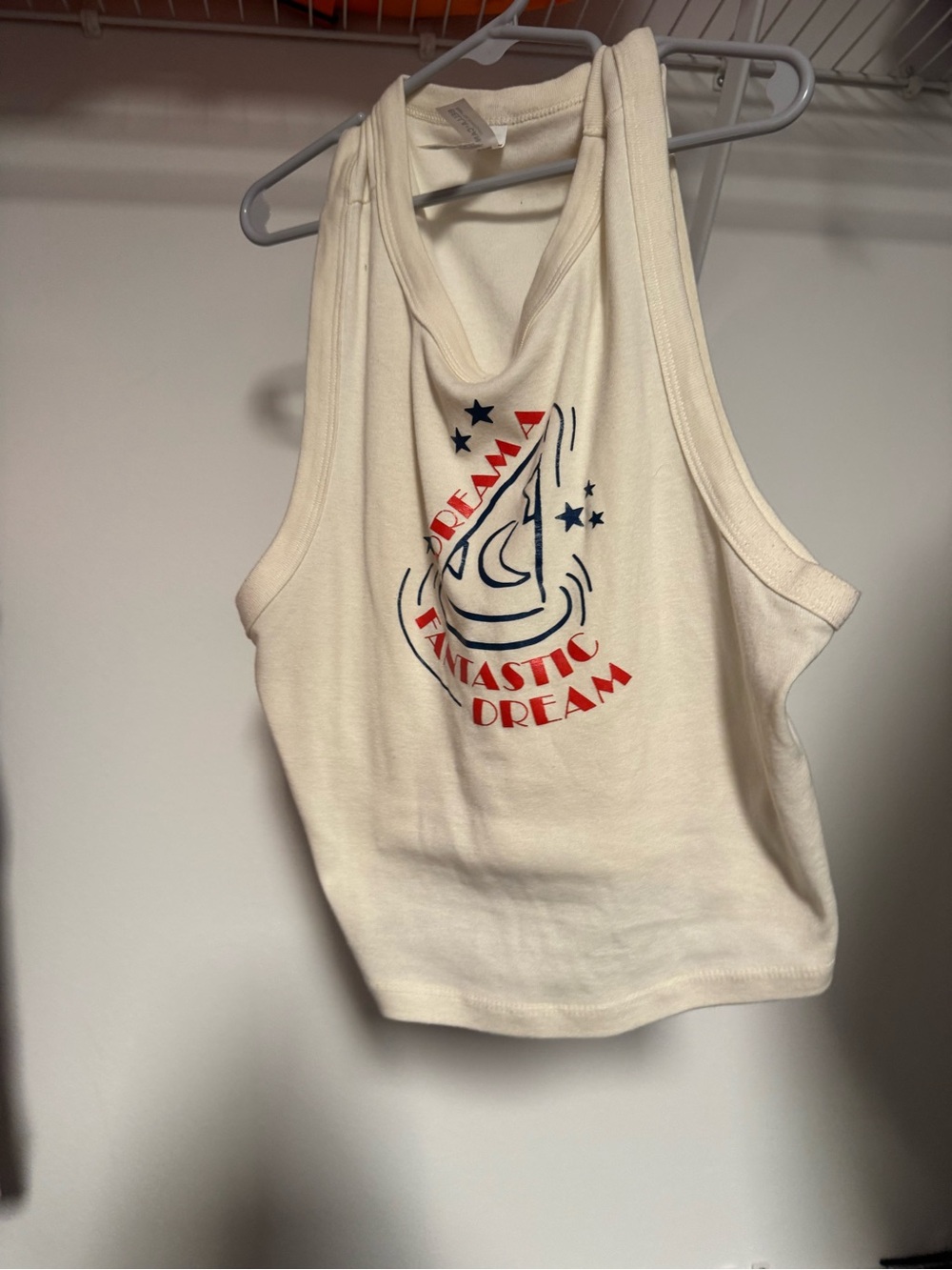 Bella Canvas Cream Graphic Racerback Tank with Red & Navy Print
